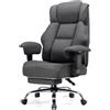 GTPLAYER Sedia da gaming, ampia sedia da ufficio in tessuto di alta qualità, ergonomica, sedia da scrivania regolabile e girevole con poggiapiedi, 180 kg, grigio