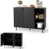 KOMFOTTEU Credenza Cucina Bianca, Armadio Dispensa con Ante, Ripiano Regolabile in 5 Livelli e Dispositivo Anti-Ribaltamento, Mobile Buffet per Soggiorno e Corridoio, 106x38x80cm (L x P x A) (Nero)