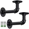 Tanice Supporti per Mensole - Paio Tubi Staffe Mensole con Stile Industriale Steampunk 2 Staffe con Flange 15 * 8 * 7cm per Mensole Scaffali a Parete Galleggianti Appese Mobili Fai da Te - Nero