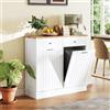 GIANTEX Buffet da Cucina con Pattumiera Doppia Basculante, Piano in Legno di Gomma, Tagliere Integrato, 2 Cassetti, Mobile per Raccolta Differenziata, Mobile Pattumiera per Cucina e Lavanderia, Bianco