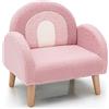 COSTWAY Divano Sedia per Bambini con Tessuto Morbido, Sedia Imbottita con Schiuma ad Alta Elasticità Gambe in Legno Massiccio, Adatta per Asilo Sala, Giochi Camera (rosa)