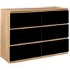 IDMarket - TOMI 110 cm cassettiera a 6 cassetti in legno effetto faggio e nero