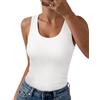 heekpek Canotta Donna Estiva Sexy Canottiera Senza Maniche Tank Top Scollo a U Slim Fit Canotte a Costine Spalla Larga Camicie Casual Elasticizzato Sottogiacca Basic Canottiere Top(Bianco,L)