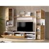 Dmora Parete Attrezzata Foraker 41x220x180h cm Marrone Rovere Nodi 9 Ripiani Modulabile, Apertura Battente e a Ribalta