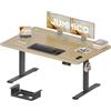 JUMMICO Scrivania Regolabile in Altezza Elettrica 140x70 cm, Scrivania Ergonomica Seduta in Piedi con Vassoio per Cavi e Porta USB, Scrivania per Computer Ufficio, Beige e Nero