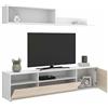Dmora - Parete attrezzata Gabberi, Composizione soggiorno, Mobile salotto multiuso, Armadio porta TV, 180x35 h44 cm, Bianco e Rovere