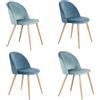 BenyLed Set di 4 Sedie Imbottite per Sala da Pranzo, con Schienale in Morbido Velluto e Gambe Regolabili in Metallo (Blu+verde)