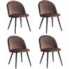 BenyLed Set di 4 Sedie da Sala da Pranzo; Sedie da Cucina con Rivestimento in Velluto Moderno, Sedie da Soggiorno con Gambe in Metallo Nero (Marrone)