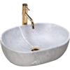 Rea - Lavabo Da Appoggio Lara Grigio Lavabo Bagno 485 X 350 X 135 mm In Ceramica (Grigio, Imitazione Pietra)