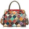 Karoukee Borsa Tote in Pelle Bovina con Manico Superiore da Donna, Borsa a Mano Patchwork Retrò, Borse a Tracolla Vintage e Unico, Borsa a Spalla Grand con Tracolla Regolabile