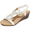rismart Sandalo con Zeppa Donna Bohemien Estate Perla Finta Strass Elegante Sandali Scarpe Bianco,38