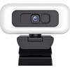 CSDASW Webcam portatile Full HD 2K 4K PC con messa a fuoco automatica Live Streaming flessibile microfono Trasmissione in diretta luce Incontri e streaming(2K-With Light)
