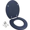 HYDRO HOME Copriwater Universale Blu Opaco in MDF, Sedile WC Ovale Regolabile con Cerniere in Acciaio Inox, Fissaggio dal Basso, Chiusura Classica