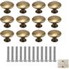 Sqylomk Set di 12 pomelli in ottone anticato, pomelli per mobili vintage chic, in lega di zinco, finitura ottone, maniglie rotonde da 30 mm, per mobili da cucina, bagno e cassetti, stile antico