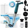 Wenbones Pömpel, pulitore per tubi ad aria compressa, con compressione dell'aria e indicatore della pressione dell'aria, con 4 ventose, per lavandini, doccia, cucina, bagno (Blu)