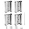 QWORK - Cerniere a battente per porte di bar e ristorante, resistenti, confezione da 4 cerniere a chiusura automatica in acciaio inox da 12,7 cm, cerniere a molla a doppia azione, inclusi perni e viti