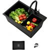 Süßren Lavello da incasso in granito nero misura 70x45 cm con vasca interna aggiuntiva e piletta adatta per sottolavelli larghi 80 cm e oltre.