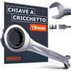 PRESCH Chiave a cricchetto 19mm - Angolo di ritorno minimo (4°, 90 denti) - Inclinazione di 15° per spazi ristretti - Chiave con cricchetto di precisione e robuste