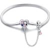 LIGHTDOG 925 Bracciale d'argento a catena di serpente Adatto per il braccialetto di fascino europeo Perline Bracciale d'argento Donna Regalo per i parenti