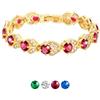 U7 Bracciale Donna Tennis Oro Zirconi Pietra Rosso Rubino Lungh.15+5cm