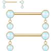 AROWRO Piercing per capezzolo in titanio, unisex, con pietra trasparente, chiusura a vite, 4 pezzi