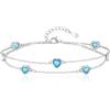 Tusuzik Bracciale Donna Argento 925 Cuore Doppia Catena Regolabile Blu