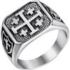 JewelryWe Anello da Uomo Preghiere Gesu'Croce in Acciaio Inox Colore Oro