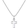 FOCALOOK Collana Croce Donna Piccolo in Acciaio Inox Argento 45+5cm