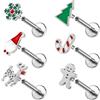 ZS 6 Pezzi Natale Orecchini per Cartilagine & Labret Acciaio, Festivo Gauge 16 Gioielli Piercing Ipoallergenici per Elice Trago Lobo Tema