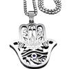 Unified Jewellery Collana con mano di Fatima Ankh Lotus per donne e uomini, amuleto egiziano in acciaio inossidabile color argento con occhio di Horus | gioielli di protezione spirituale 1089