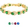 U7 Bracciale Donna Tennis Oro Zirconi Pietra Verde Smeraldo Lungh.15+5cm
