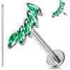 ZS 1PC ASTM F136 Titanio 16G 8mm Piercing Jewellry per labbro, Conch, Trago, Helix, Earlobe - Ipoallergenico Filettato Internamente Piatto Retro CZ Orecchino, Titanio