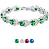 U7 Bracciale Donna Tennis con Zirconi Pietra Verde Smeraldo Lungh.15+5cm