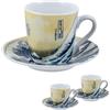 DRW Set 2 Mugs con piatto in porcellana la grande onda di Kanagawa tazza: 6 x 6 cm