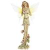DRW Figura Fata NINFA Giallo Resina con Fiori 16X9X29,5 cm