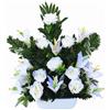 ASGRADO Fiore di Santi Fiore Artificiale Fiore Centro per Cimitero 45 x 50 cm Include 1 fiore artificiale e candela. (Bianco)