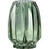 Lucky Bird Vaso in vetro verde, moderno, a costine, per fiori, candele e accenti decorativi, vaso in vetro alto/corto per centrotavola, decorazione da tavolo (verde, altezza 20,3 cm)