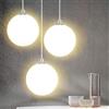 BAKAJI Lampadario Lampada Sospensione Portalampada a Sfera in Vetro Opaco Staffa in Metallo Cromato Design Moderno Attacco E27 Lampadina Max 40W Illuminazione Arredamento Casa (20 cm)