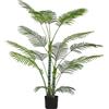 HOMCOM pianta artificiale da interno, 170 cm, palma con vaso in plastica e affollamento, albero artificiale 16 foglie in PEVA, pianta finta decorazione casa, ufficio, soggiorno, camera da letto, verde