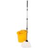 Requisite Needs Set di mocio e secchio professionale resistente con strizzatore e due teste tradizionali in cotone per la pulizia dei pavimenti, secchio per mocio capacità 16 l con beccuccio (giallo)