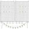 SONGMICS Pannello Griglia, Set di 2 Espositori Foto a Parete, 65 x 45 cm, Decorazione in Rete Metallica, Pannello Multifunzione, Fai da Te, Ganci a S, Mollette, Corda di Canapa, Nero LPP02H
