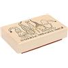 Rayher Timbro Natalizio Con Gnomi E Scritta Auguri Natalizi, Gomma Impugnatura In Legno Dimensione 6X10Cm Per Decoro Biglietti D'Auguri, Etichette, Scrapbooking, Regali Natalizi, 29224000