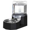 Sfozstra Distributore d'acqua per cani di taglia grande: distributore automatico di acqua con gravità, facile da pulire, ciotola in acciaio inox per gattini e cuccioli, soggiorno o garage (nero, 5L)