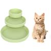 Lollanda - Set di 3 ciotole per gatti, in silicone, ovale, in silicone, per cibo secco e umido (verde chiaro)