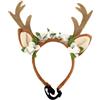 yeeplant Cerchietto con corna di renna per animali domestici, costume natalizio in peluche per cani e gatti, copricapo natalizio regolabile