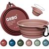 OHMO Ciotola Cane Portatile con Anello Acciaio Inox (2 pz., 800ml, Erythrinus+Corallo), Ciotola Pieghevole Silicone per Cani Grandi, Kit Viaggio Camping