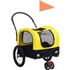 vidaXL Rimorchio Bici Animali Carrello Jogging Giallo e Nero Trasportino Cani