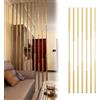 Junvstor Parete divisoria divisoria per ambienti, doghe in metallo color oro decorazione per colonna separazione per la privacy pavimento soffitto, 65-300cm senza bisogno di forare decorazione moderna ufficio(