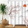 SDOTPMT 180x198cm Tenda da Doccia Asiatica in Fiore di Ciliegio - Tenda Giapponese della Vasca da Bagno del Ramo del Fiore di Pesca del Monte Fuji Sunrise Mist - Decor per Bagno