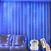 YUANYUYING Tenda luminosa a batteria, 3 m x 2 m, 200 luci LED per finestre con telecomando e timer, 8 modalità dimmerabili, impermeabile per interni, esterni (blu)